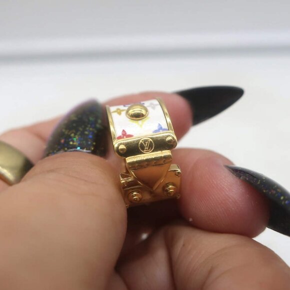 Louis Vuitton x Takashi Murakami S-Lock Ring White Coated Canvas Size 5 NEW - Picture 5 of 9